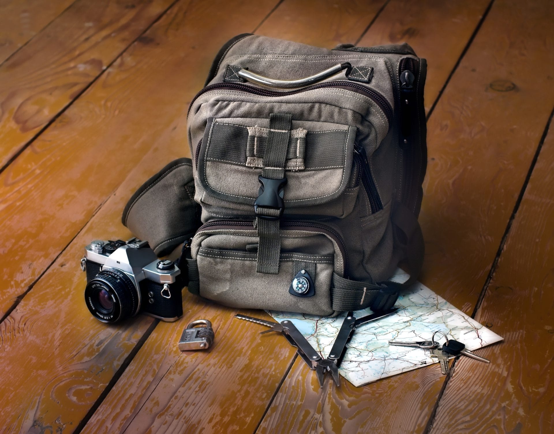 A close-up of the various components included in a home escape kit
