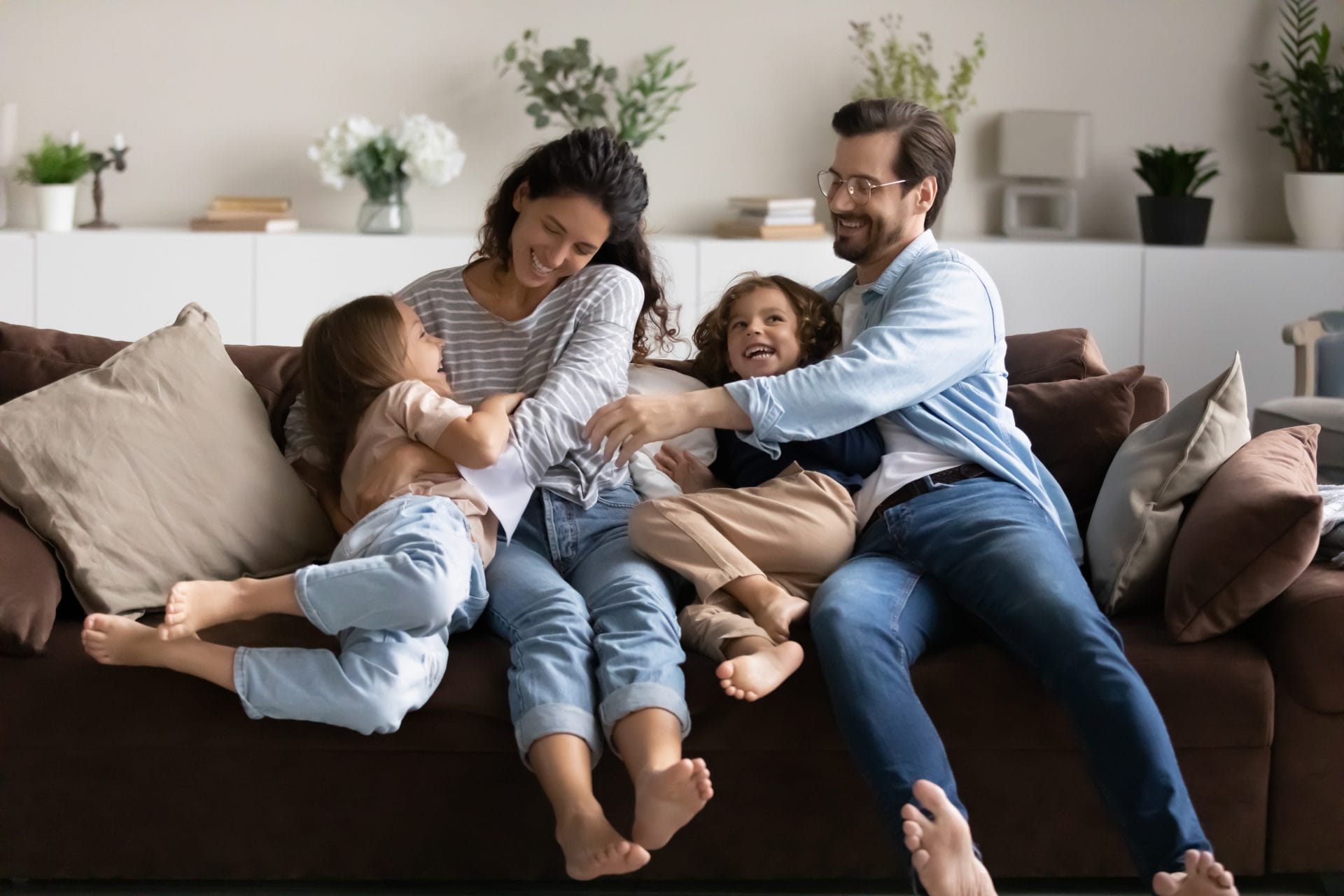 Family solving puzzle from home escape kit